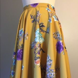 Yellow floral circle skirt